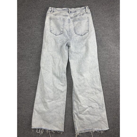 Risen Wide Leg Jeans Womens 13 Light Wash High Rise Distressed Raw Hem RDP5510 - Picture 7 of 9